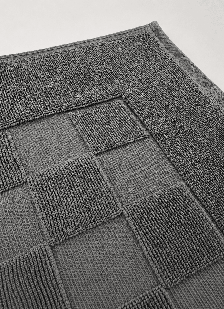 Marlow Check Bath Mat — Deep Slate