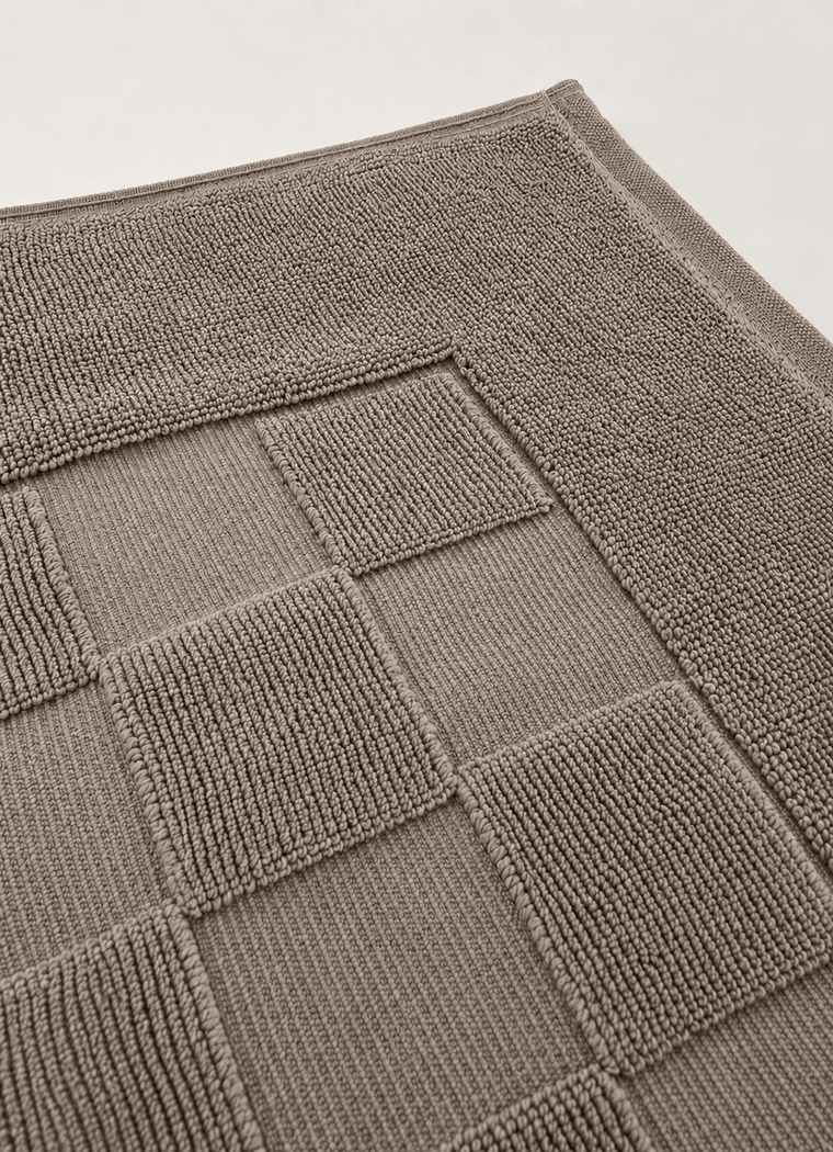 Marlow Check Bath Mat — Weathered Taupe
