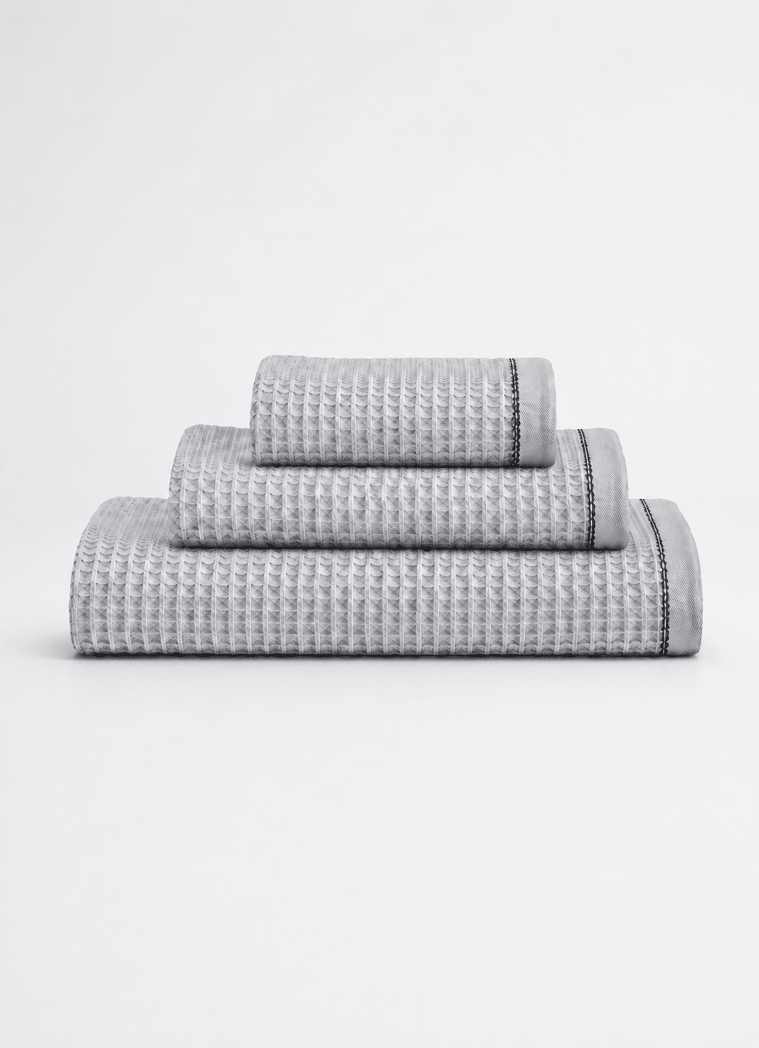 Miel waffle weave Turkish cotton towel in Moonstone — hero product shot