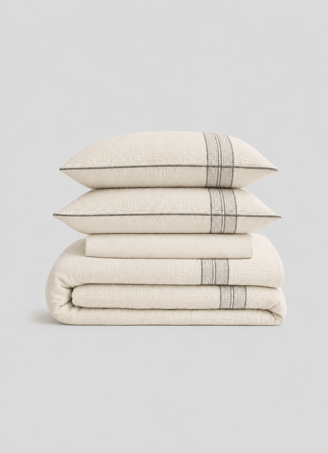 Summer Light Muslin bedding set in Bare Ivory — hero shot of breathable cotton muslin