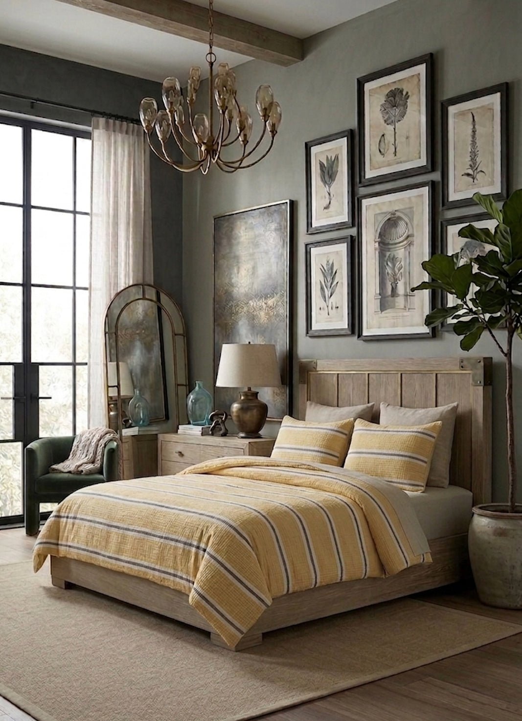 Textured Muslin bedding set in Sunlit — lifestyle shot in styled bedroom
