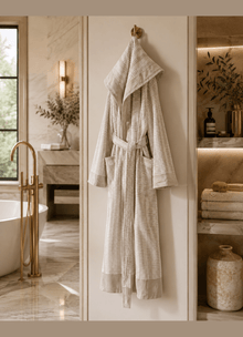 Cote Jacquard Bathrobe — Salt & Sand - Calinea