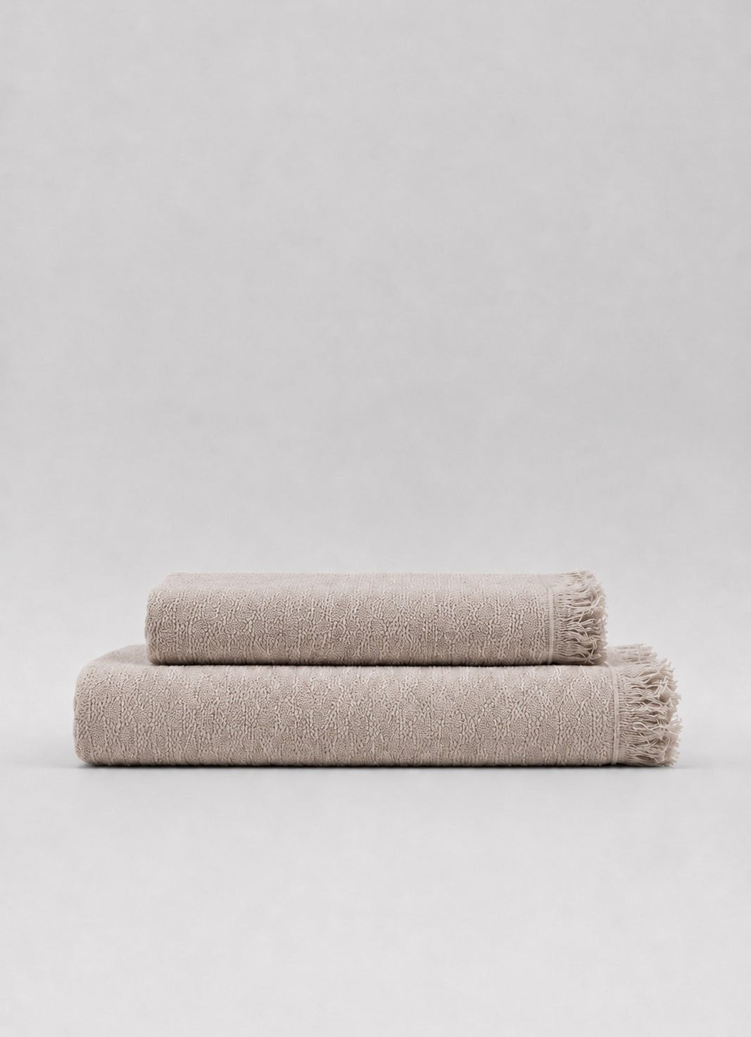 Luma fringed Turkish cotton towel in Rose Taupe — hero product shot