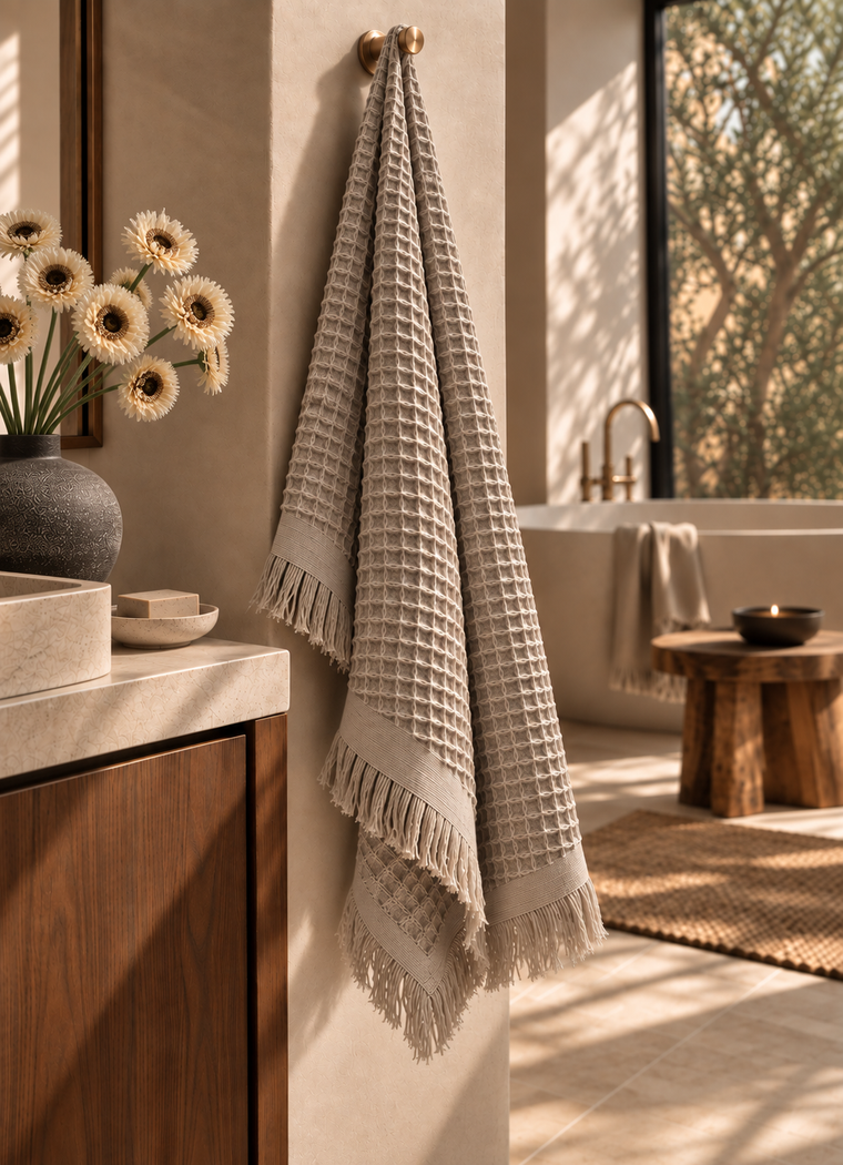 Cloud Waffle Towel — Driftwood Taupe