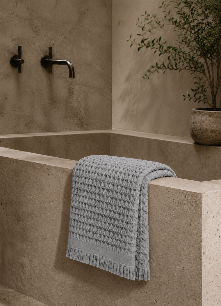 Cloud Waffle Towel — Silver Mist