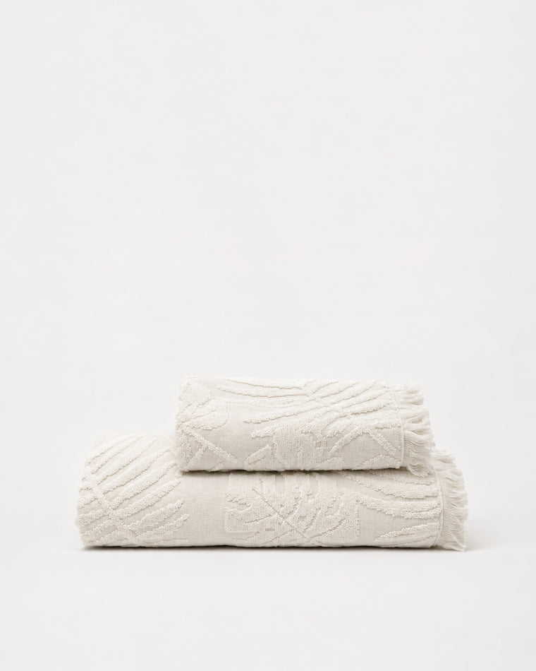 Laurier Botanical Towel — Cloud White