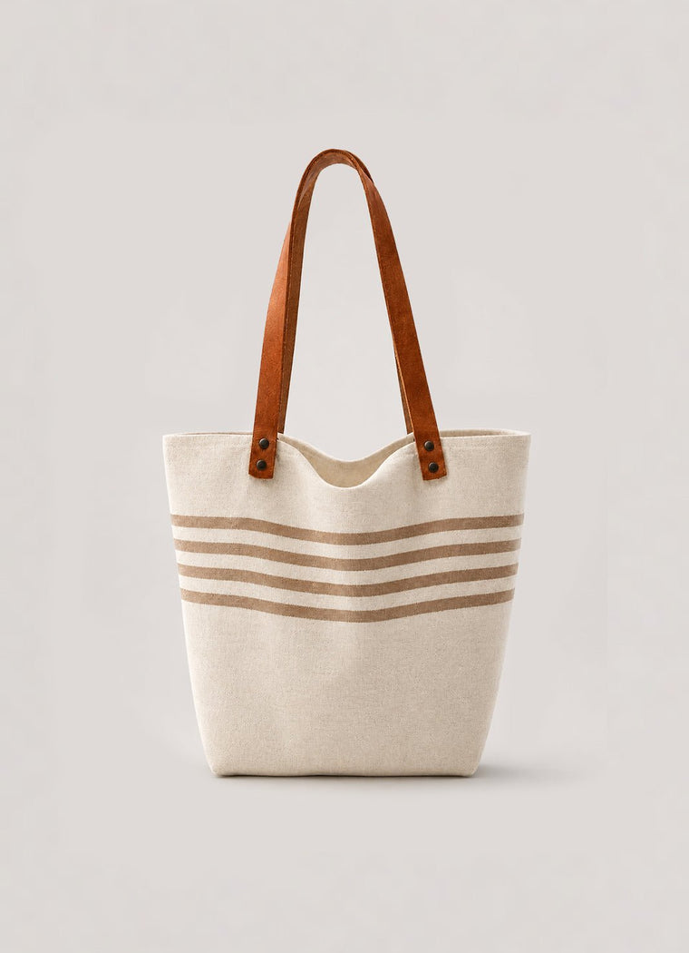 Linen Beach Tote — Cream