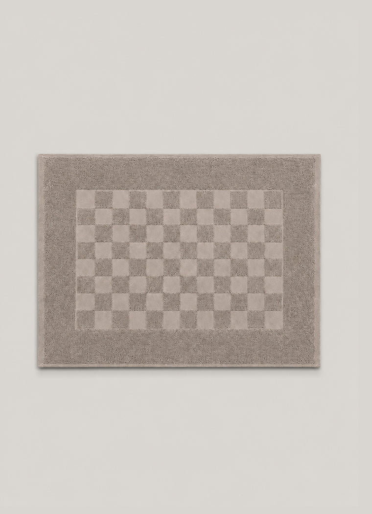 Marlow Check Bath Mat — Weathered Taupe