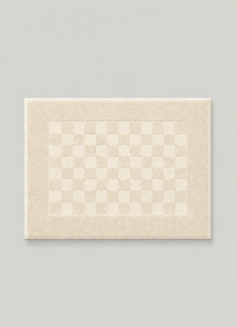 Marlow Check Bath Mat — Alabaster