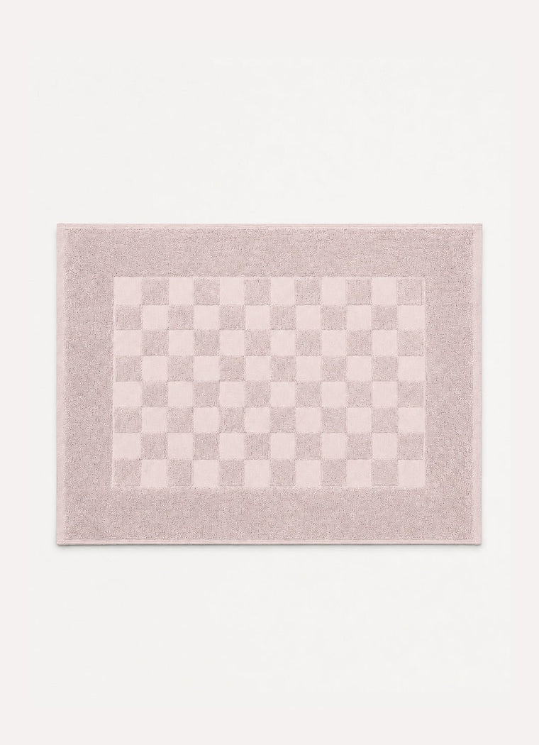 Marlow Check Bath Mat — Blush Stone