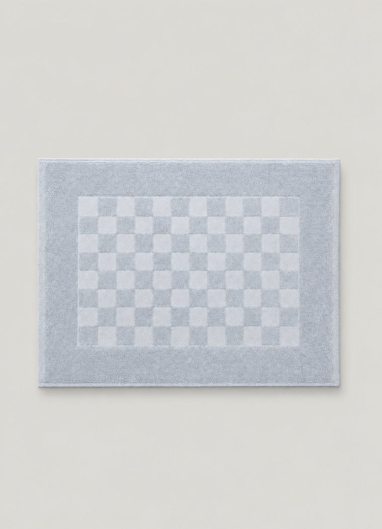 Marlow Check Bath Mat — Coastal Slate