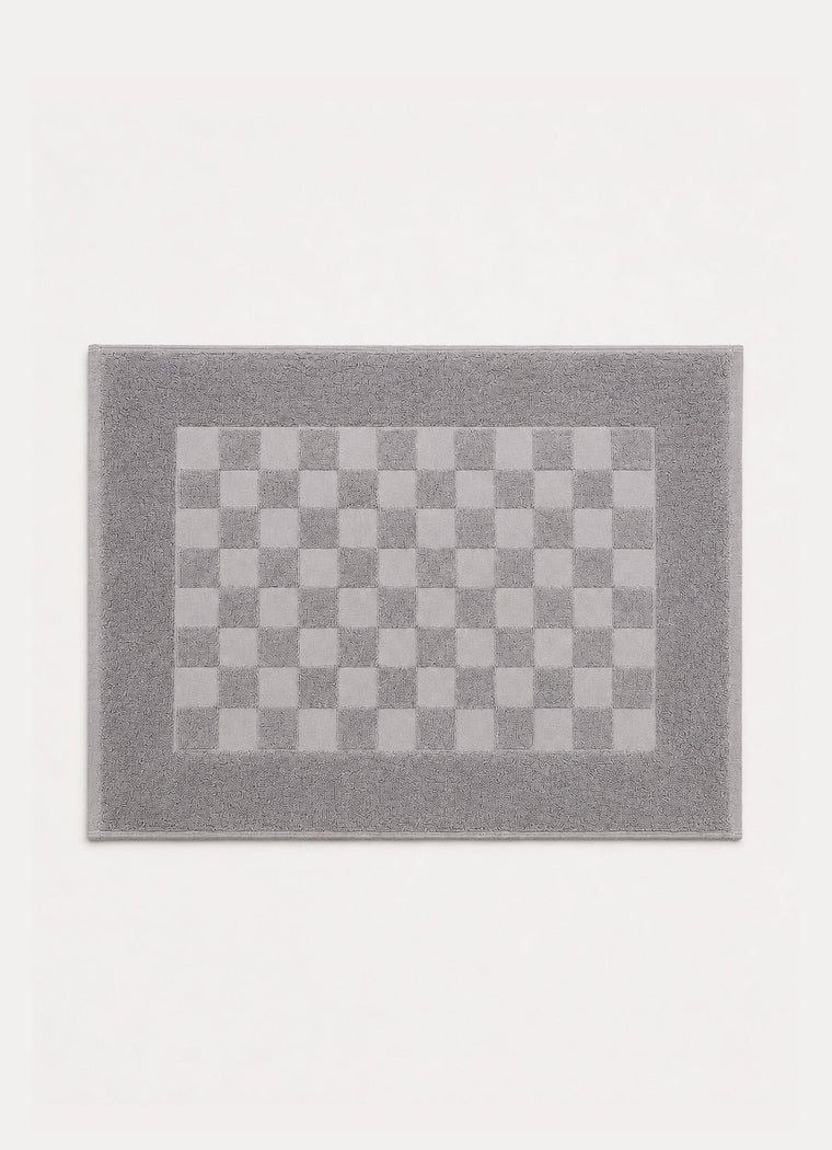 Marlow Check Bath Mat — Deep Slate
