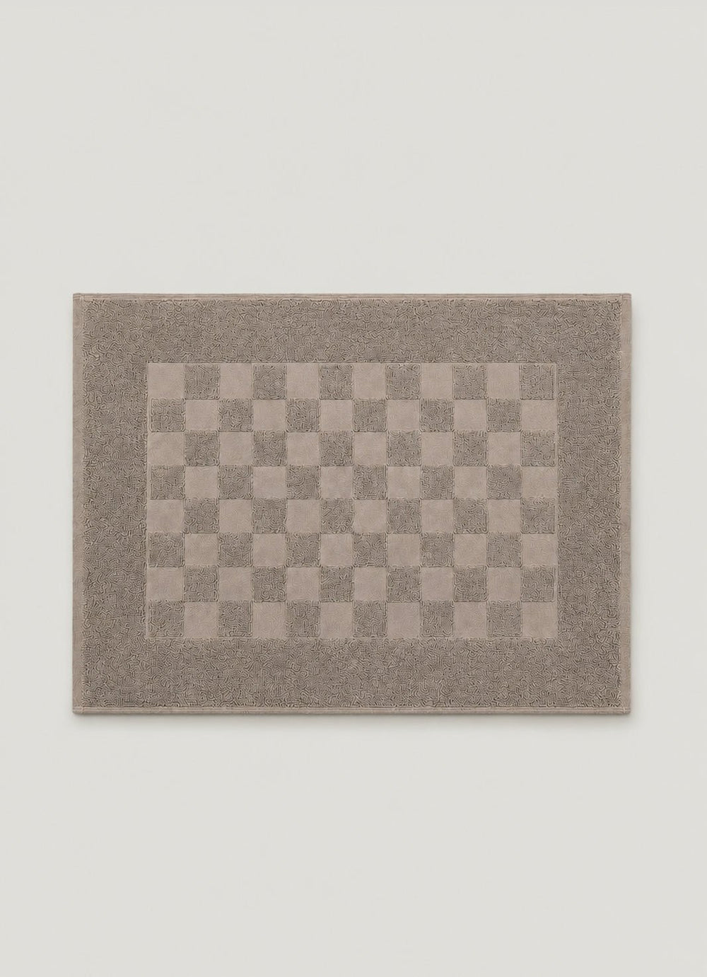 Marlow Check Bath Mat — Driftwood Taupe