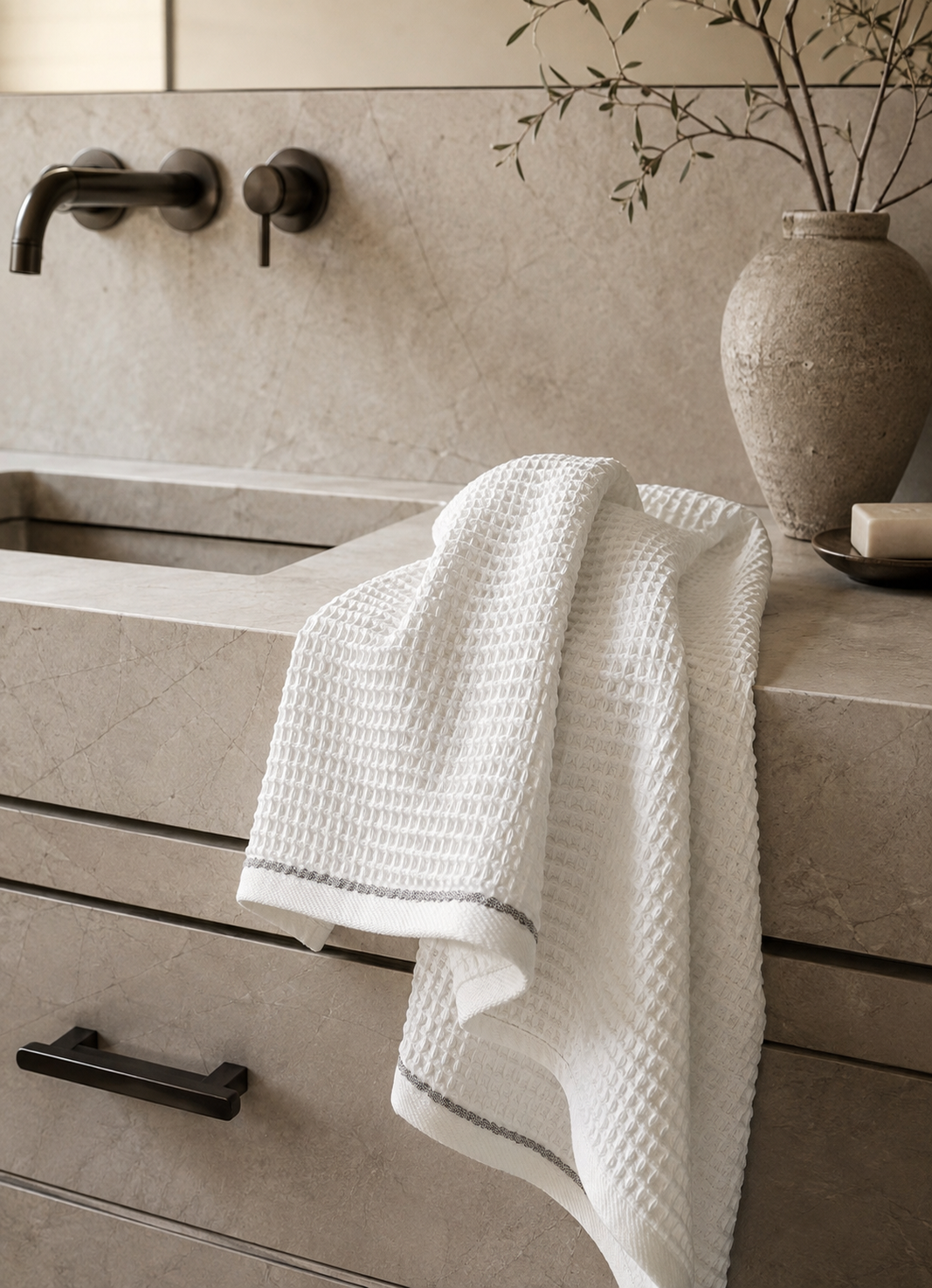 Miel Waffle Towel in Cloud White — product image 3