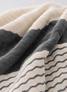 Aurea Muslin coverlet in Mineral — close-up texture detail of woven muslin