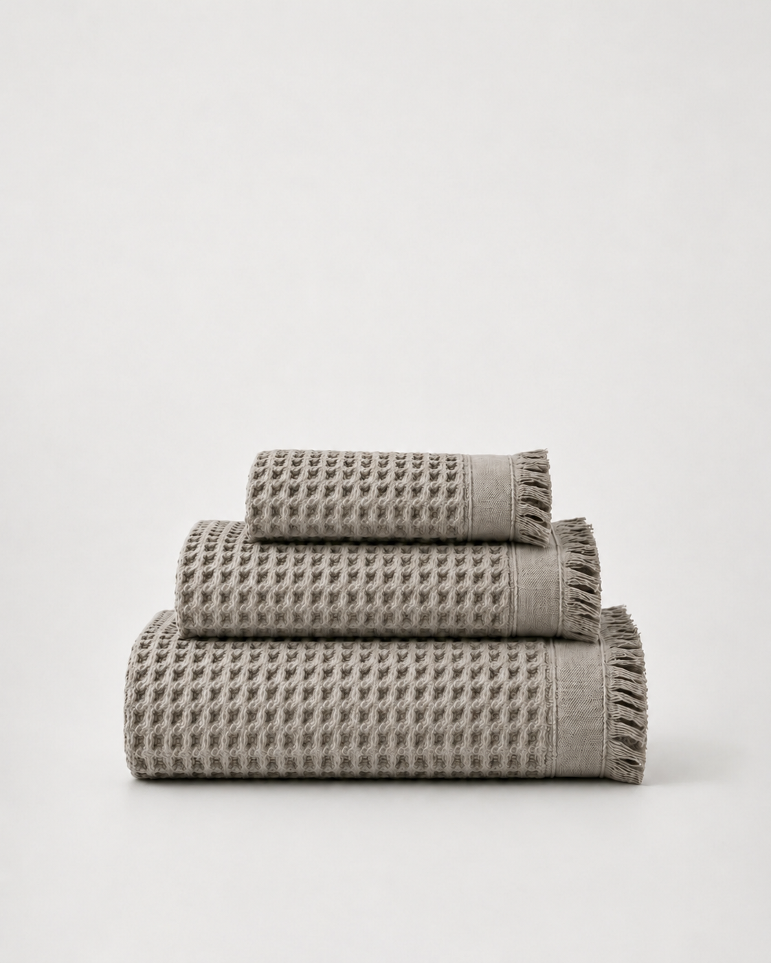 Cloud Waffle Towel in Driftwood Taupe — Calinea Turkish cotton honeycomb waffle towel