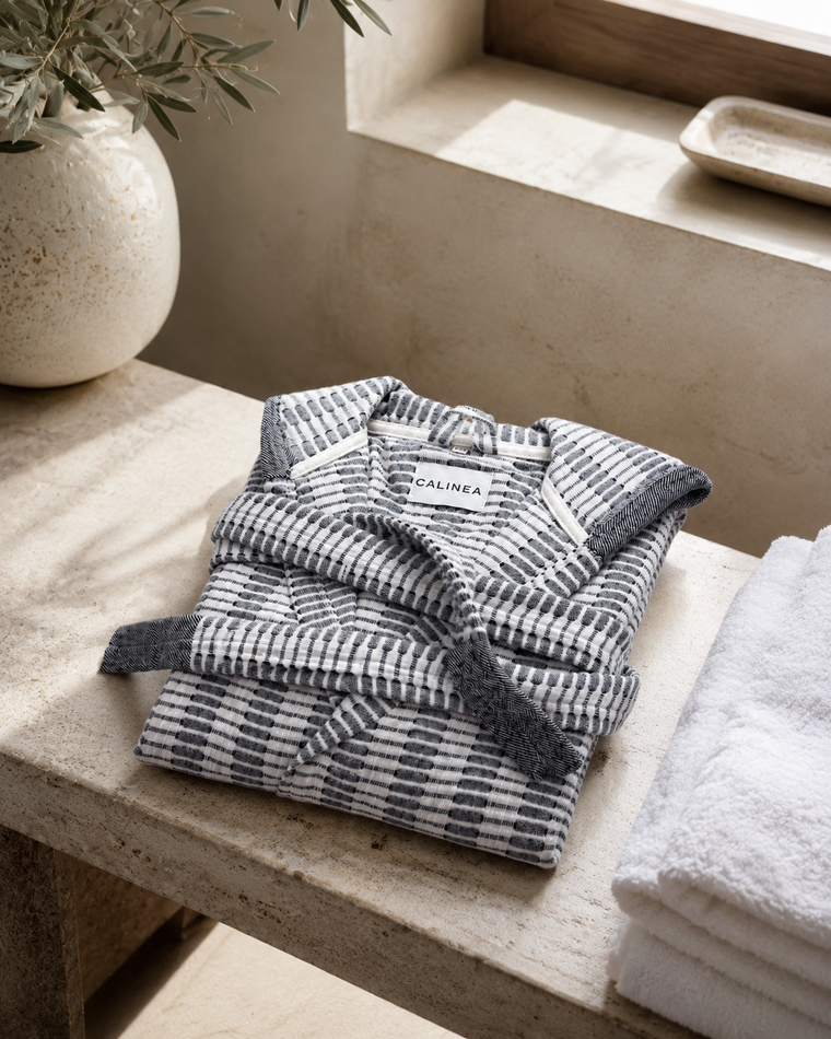 Cote Jacquard Bathrobe — Salt Stone