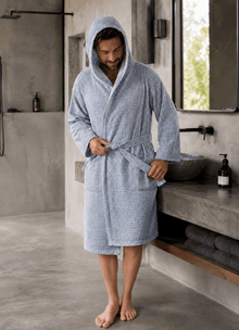 Cloud Waffle Bathrobe — Pacific Mist - Calinea