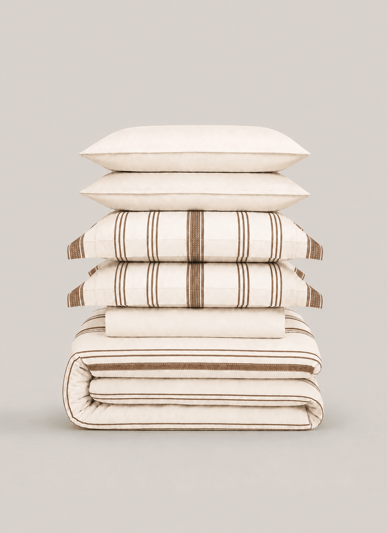 Silken Lyocell Bedding Set — Sand Line