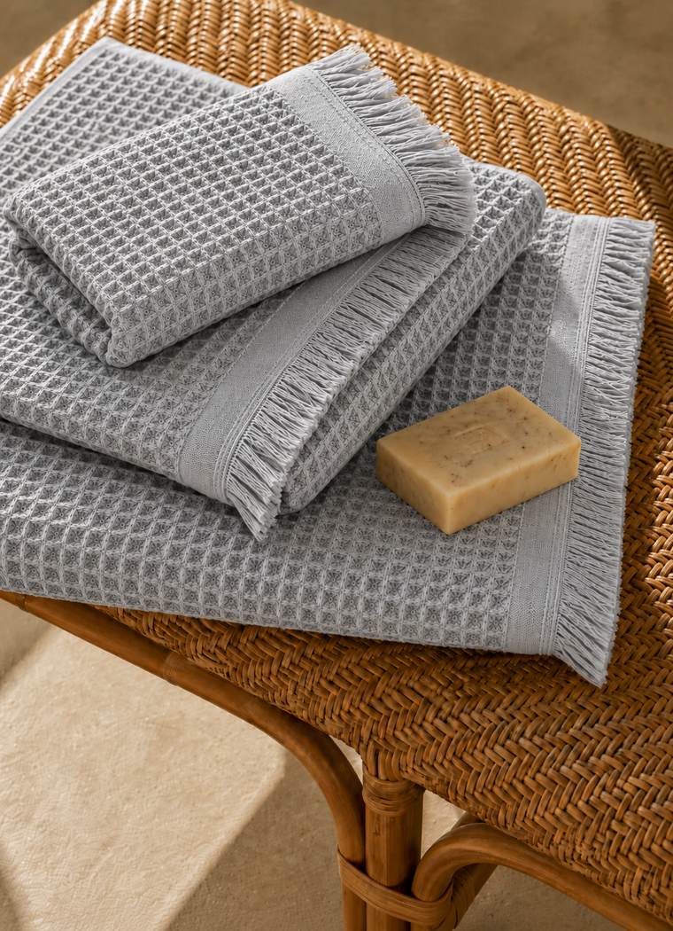 Cloud Waffle Towel — Silver Mist
