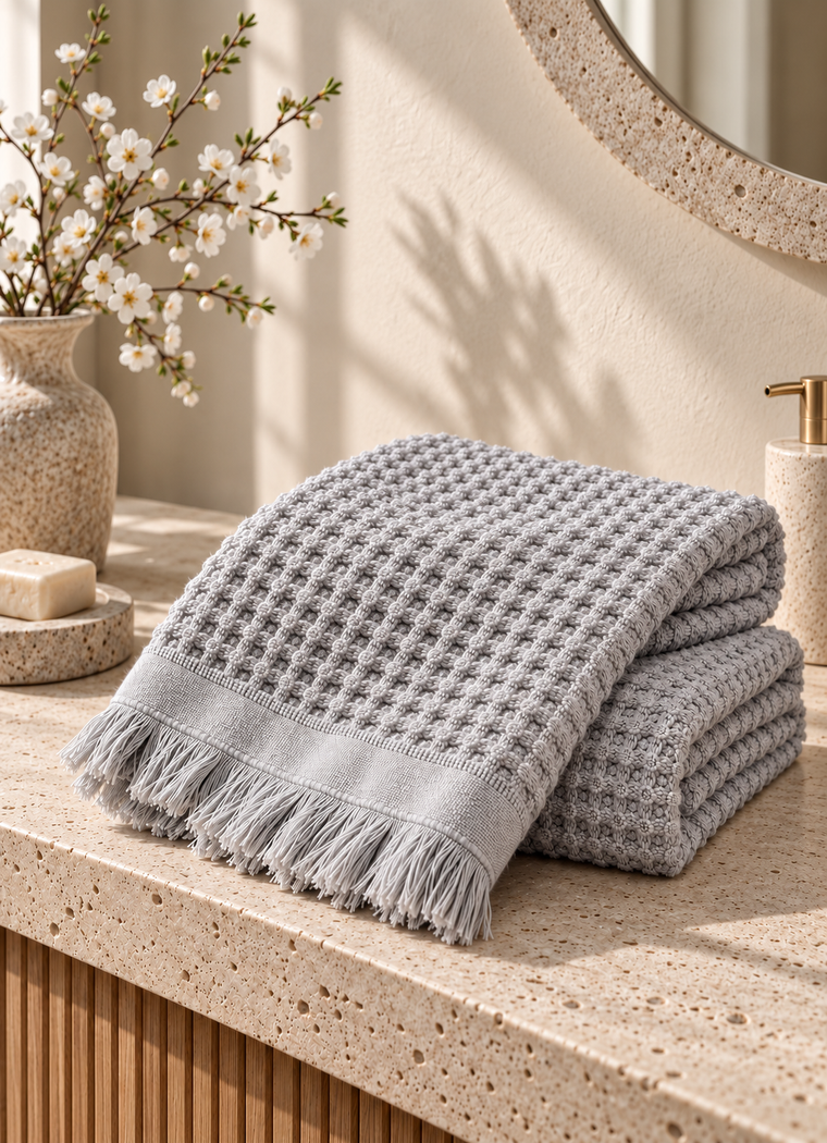 Cloud Waffle Towel — Silver Mist