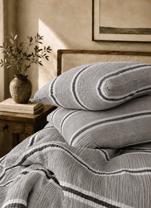 Textured Muslin Bedding Set — Mineral - Calinea