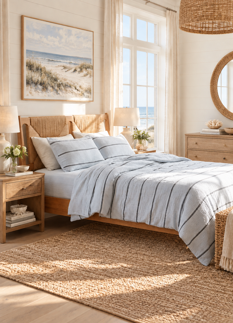 Textured Muslin Bedding Set — Sea Glass